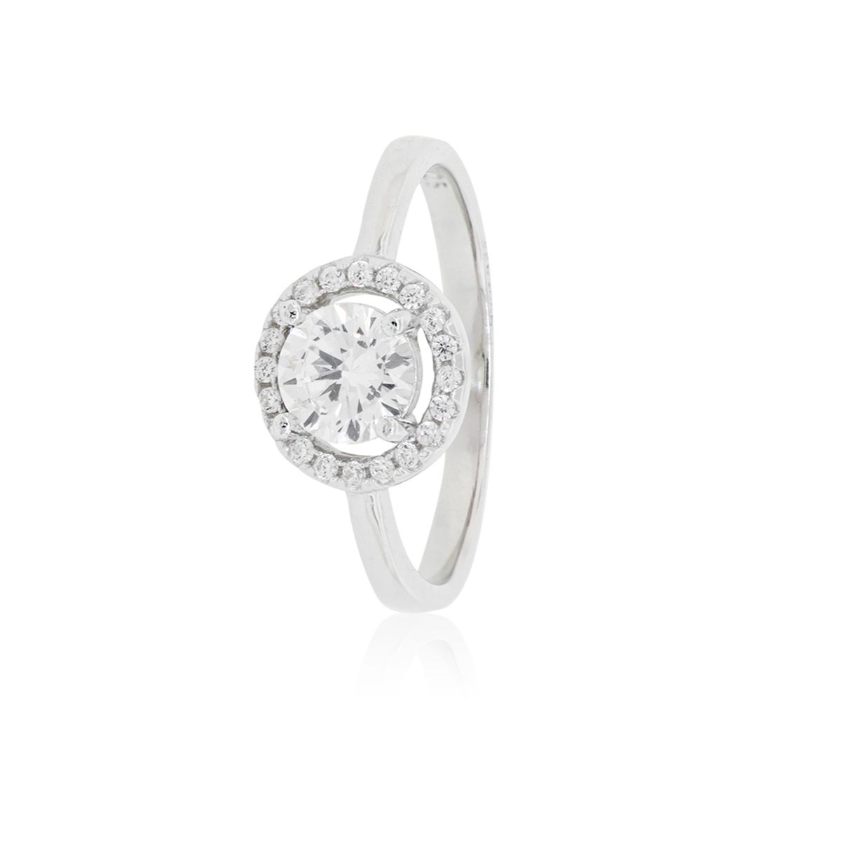 JB JOYAS BARON - Anillo de Plata Esterlina 925 Halo y Circonitas 4 Grifas