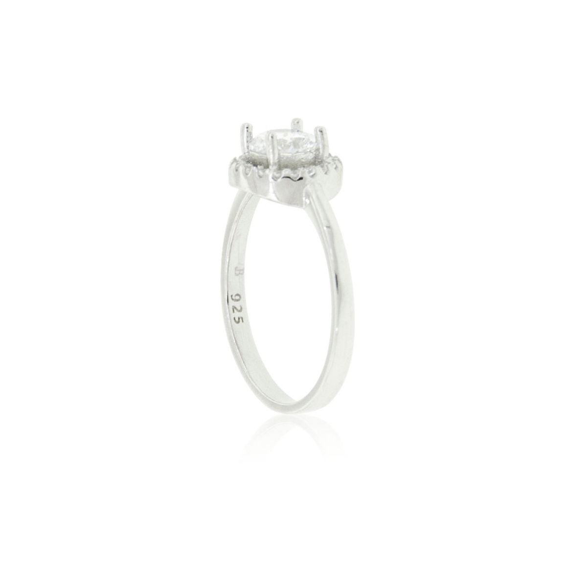 JB JOYAS BARON - Anillo de Plata Esterlina 925 Halo y Circonitas 4 Grifas