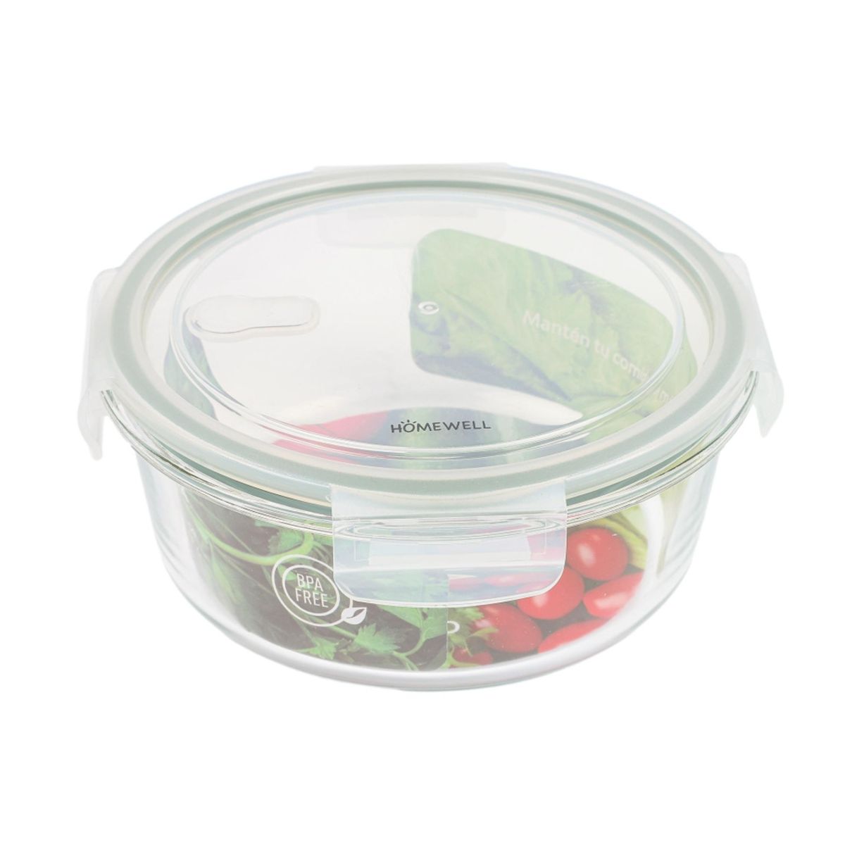 HOMEWELL - Contenedor Hermetico Vidrio Redondo 980ml HOMEWELL