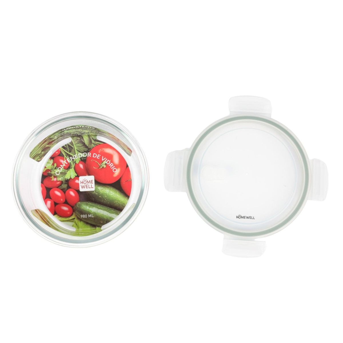 HOMEWELL - Contenedor Hermetico Vidrio Redondo 980ml HOMEWELL