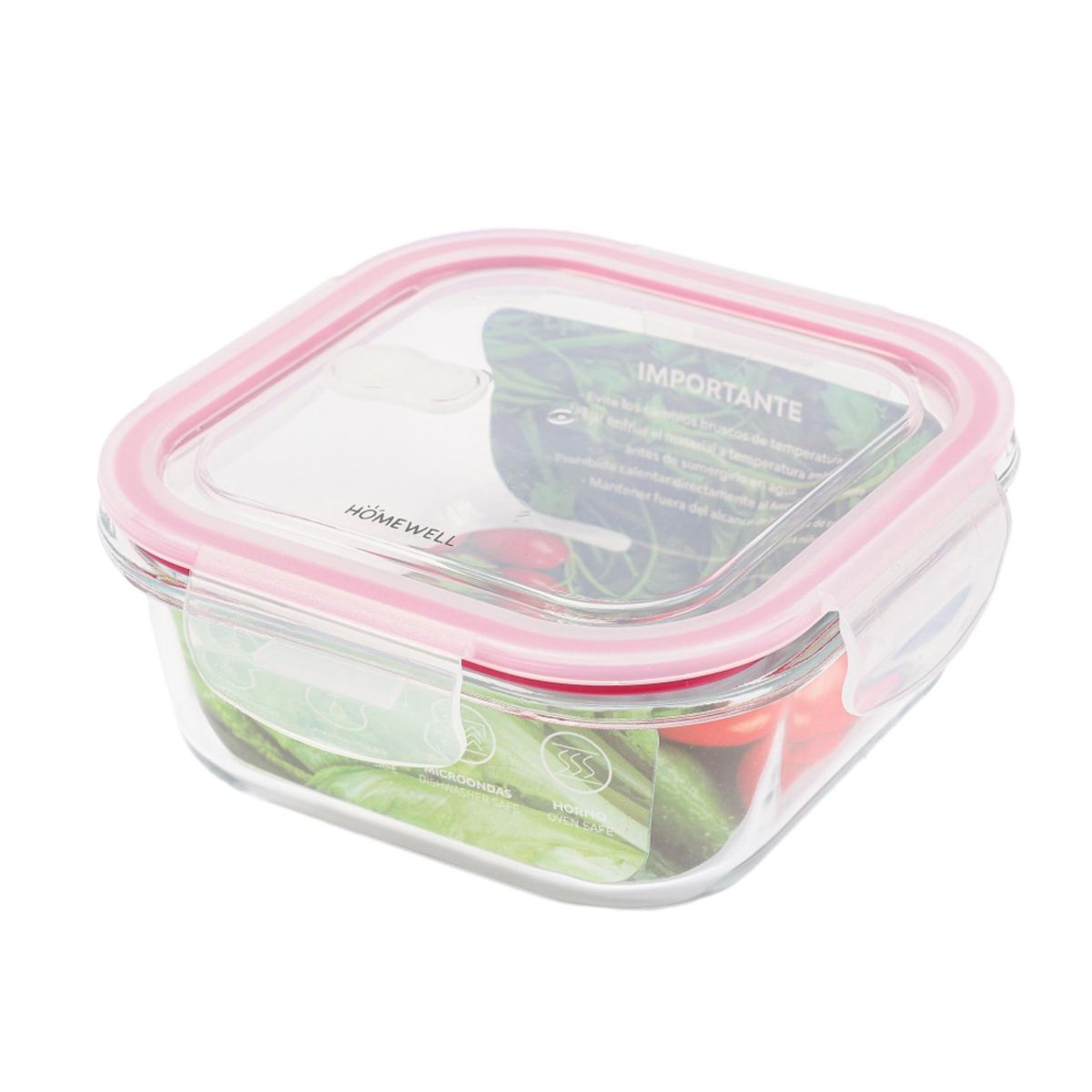 HOMEWELL - Contenedor Hermetico Vidrio Cuadrado 800ml HOMEWELL