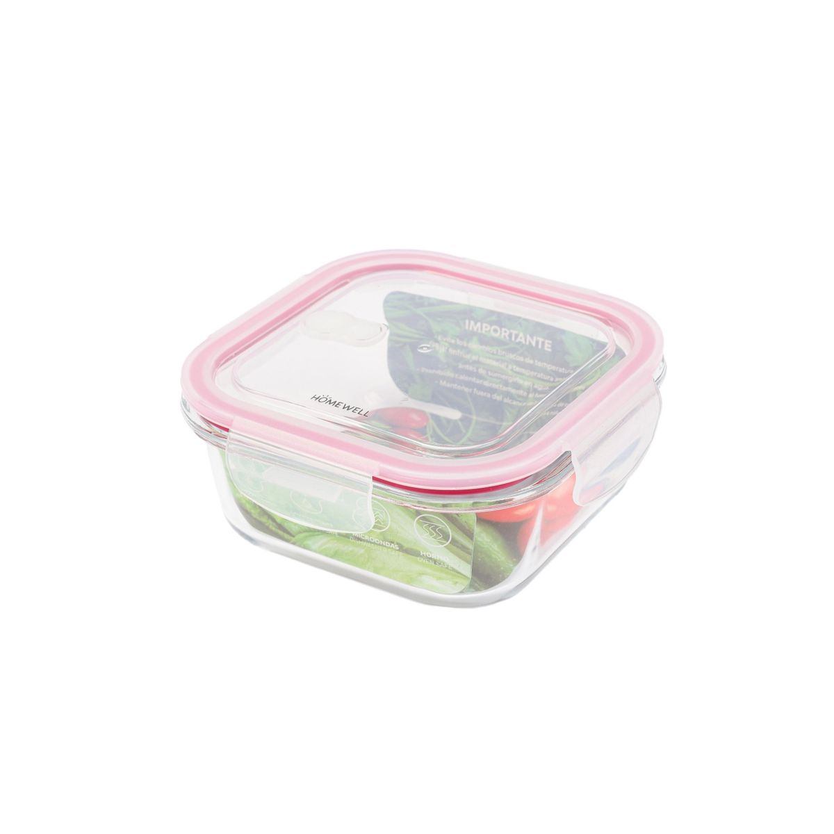 HOMEWELL - Contenedor Hermetico Vidrio Cuadrado 800ml HOMEWELL