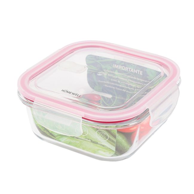 HOMEWELL - Contenedor Hermetico Vidrio Cuadrado 800ml HOMEWELL
