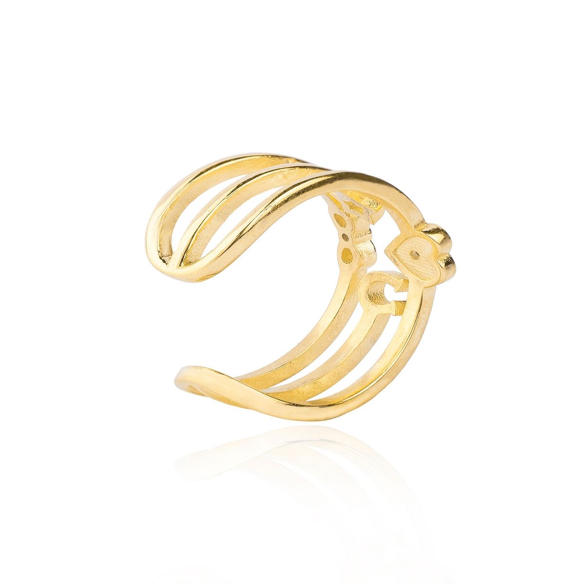 JB JOYAS BARON - Anillo Plata Esterlina 925 Revestido en Oro 18kt Corazon y Herradura