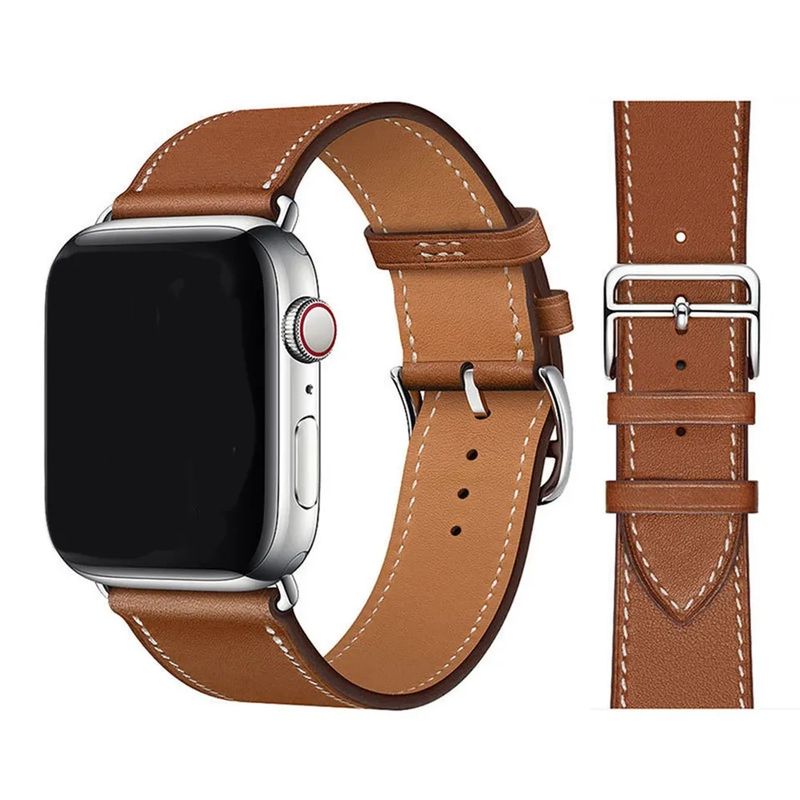 GENERICO - Correa De Cuero Para Apple Watch 38 40 41mm / Marron