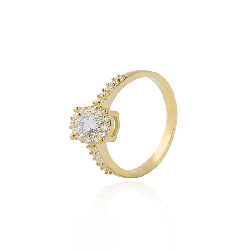JB JOYAS BARON - Anillo Oro 18 kts Circón Solitario Engaste Lateral