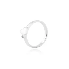JB JOYAS BARON - Anillo de Plata Esterlina 925 Corazón Inclinado