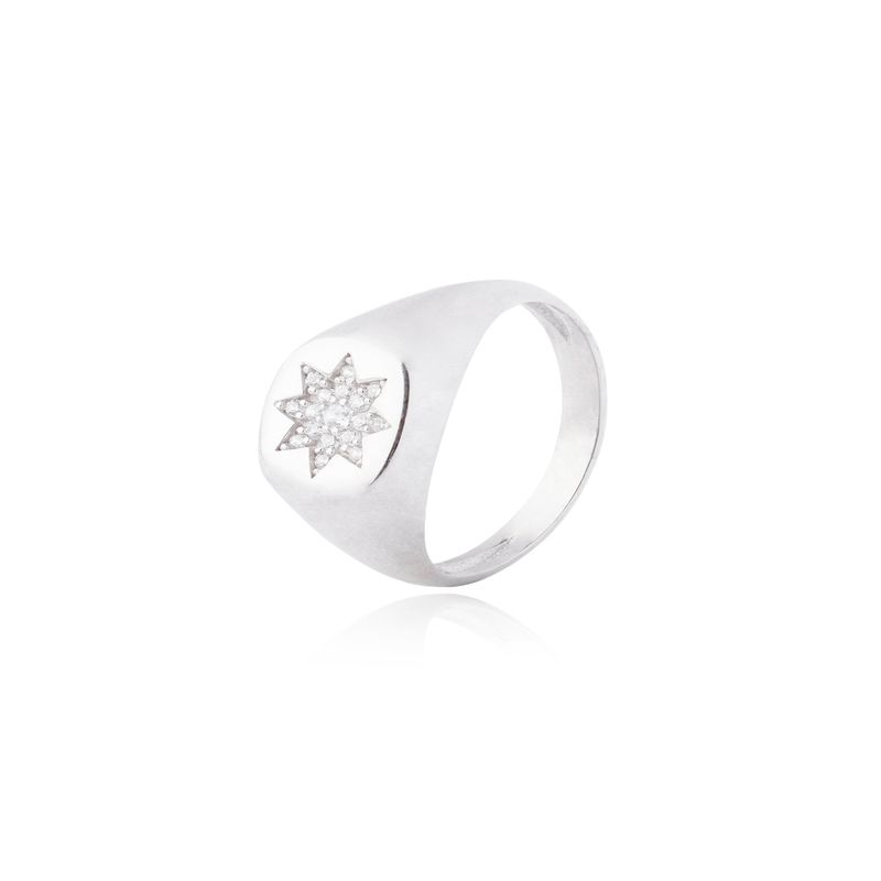 JB JOYAS BARON - Anillo de Plata Esterlina 925 Sello Estrella Circon
