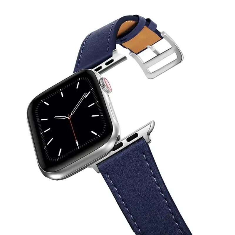 GENERICO - Correa De Cuero Para Apple Watch 38 40 41mm / Azul Oscuro