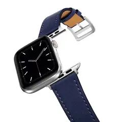 GENERICO - Correa De Cuero Para Apple Watch 38 40 41mm / Azul Oscuro