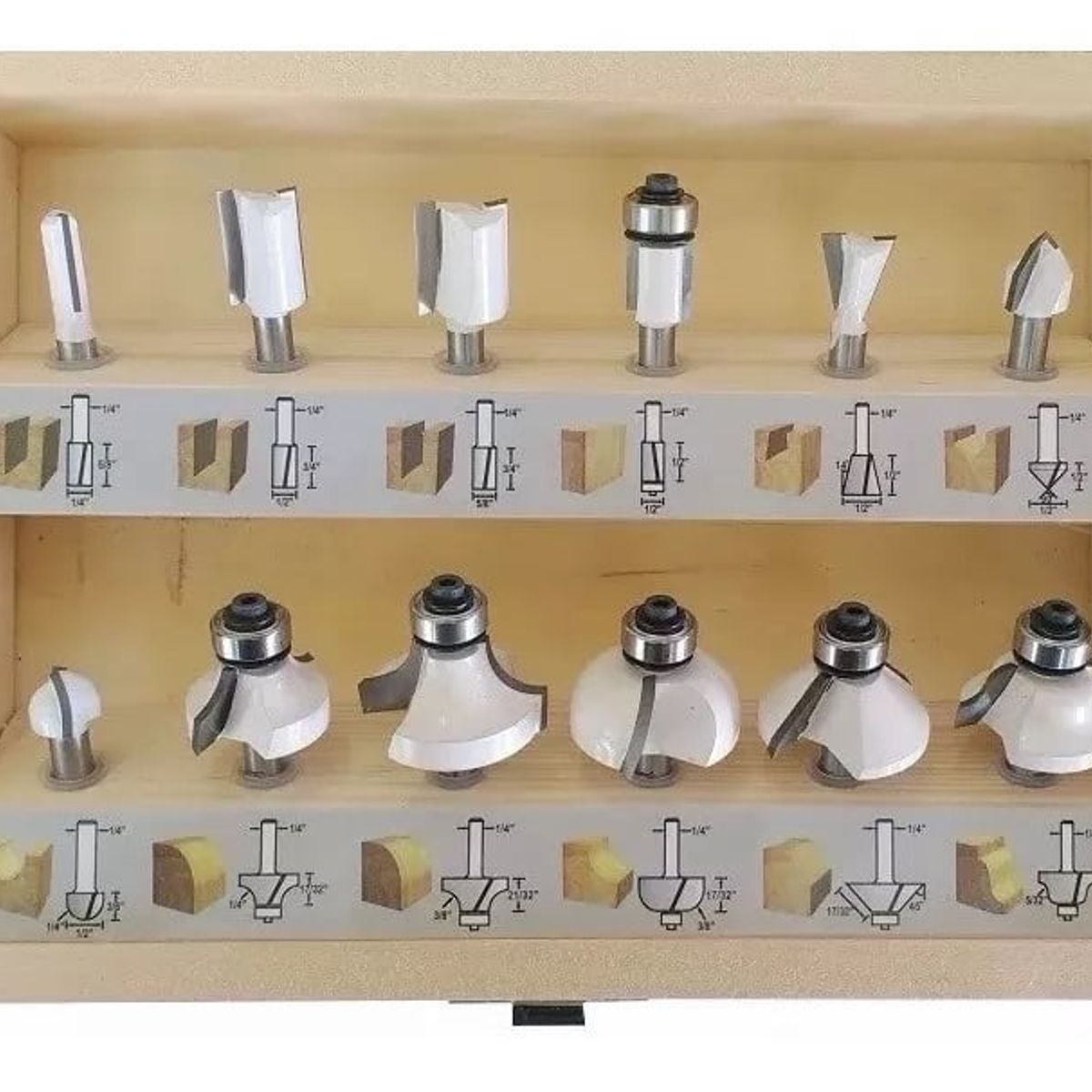 MAKITA - Juego De 12 Fresas 1/4 Para Madera Router Makita D-53584