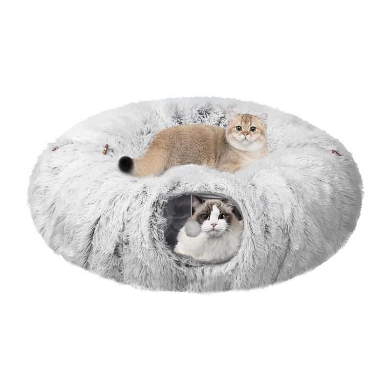 SANTU HOME & DECO - Cama para Mascotas tipo Túnel Gris