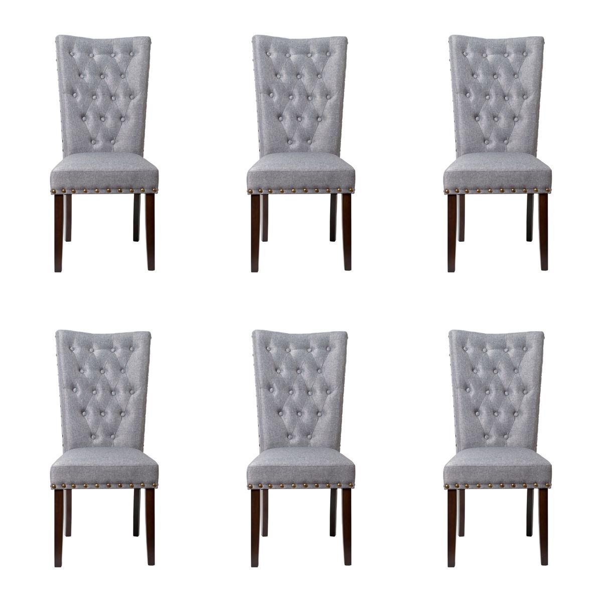 SWEET HOGAR - Pack 6 sillas modelo botones color Gris