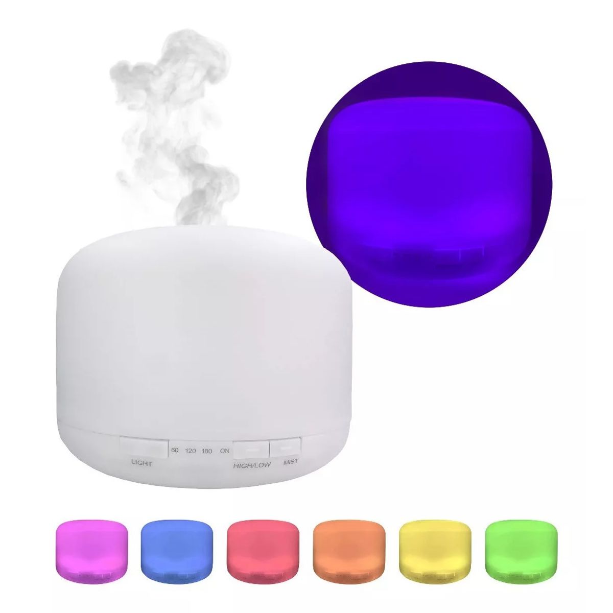 GENERICO - Humidificador Purificador De Aire Lampara Luz Led 7 Colores.