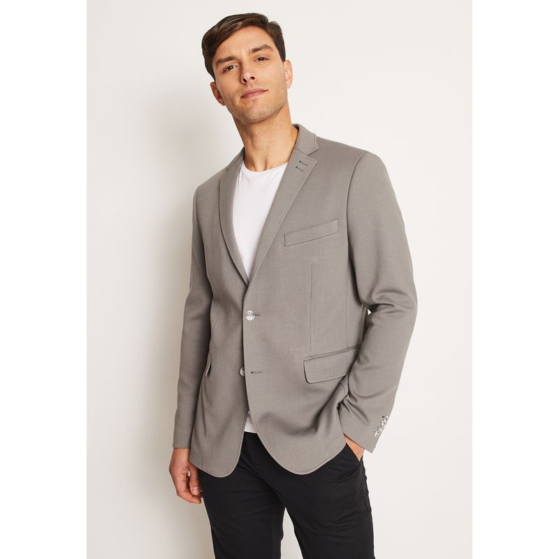PERRY ELLIS - Chaqueta Hombre Casual Knit Gris Claro