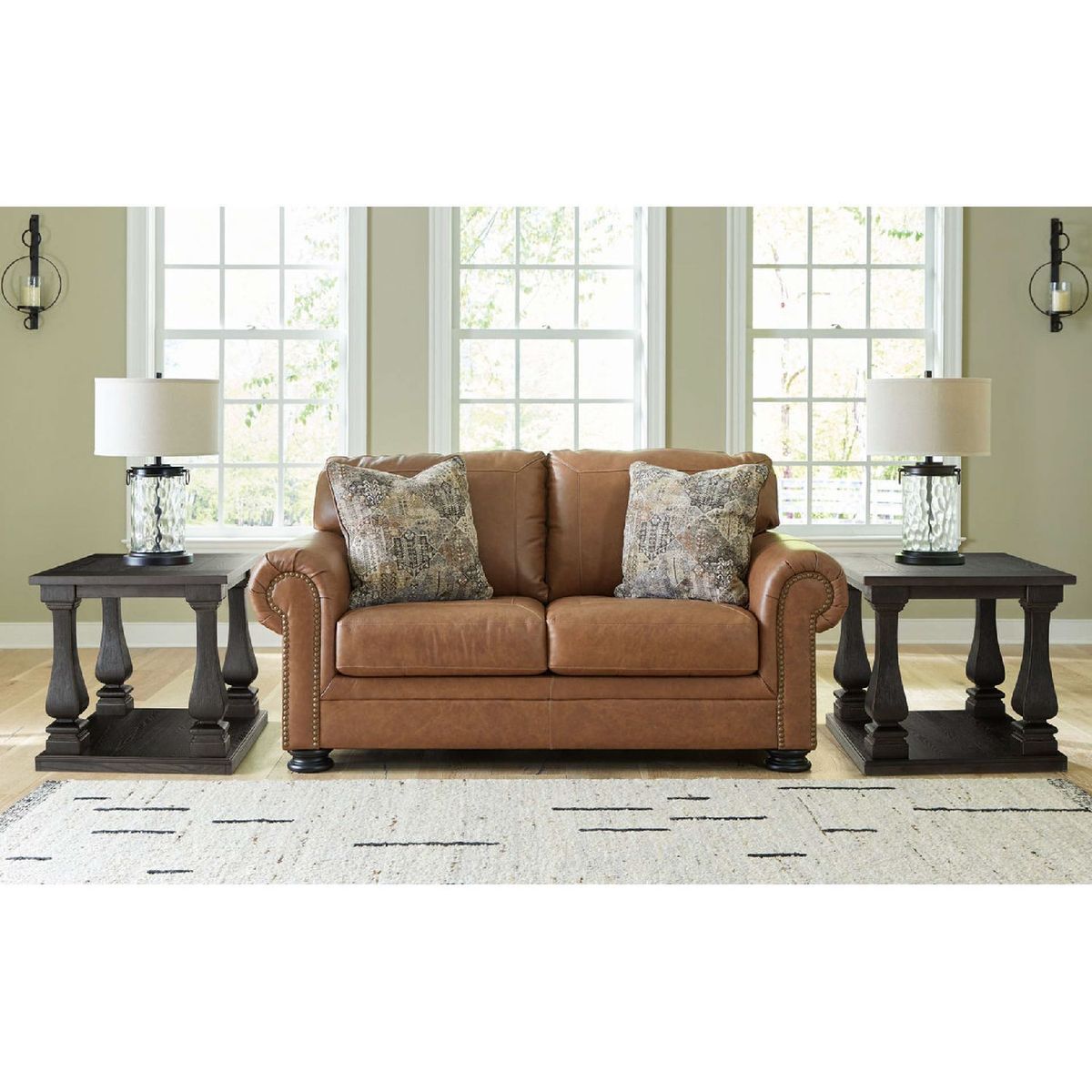 ASHLEY - Sofá cuero 2 cuerpos Carianna caramel