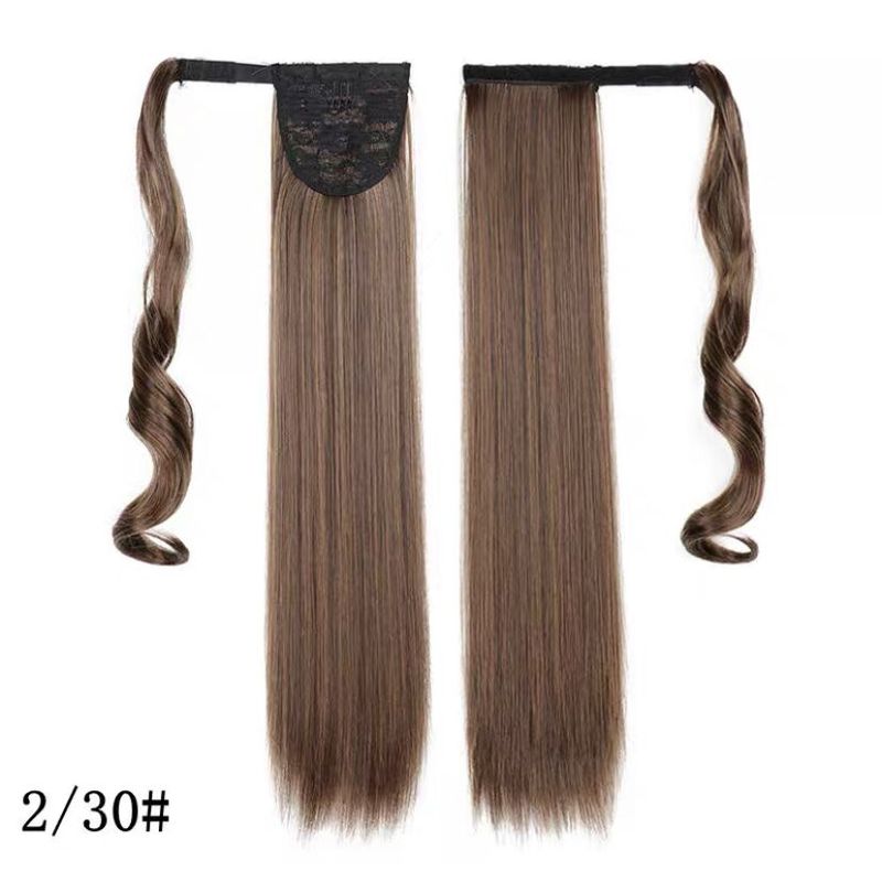 GENERICO - Postizos Extenciones Liso De Cola Con Velcro Color Castaño 2-30.