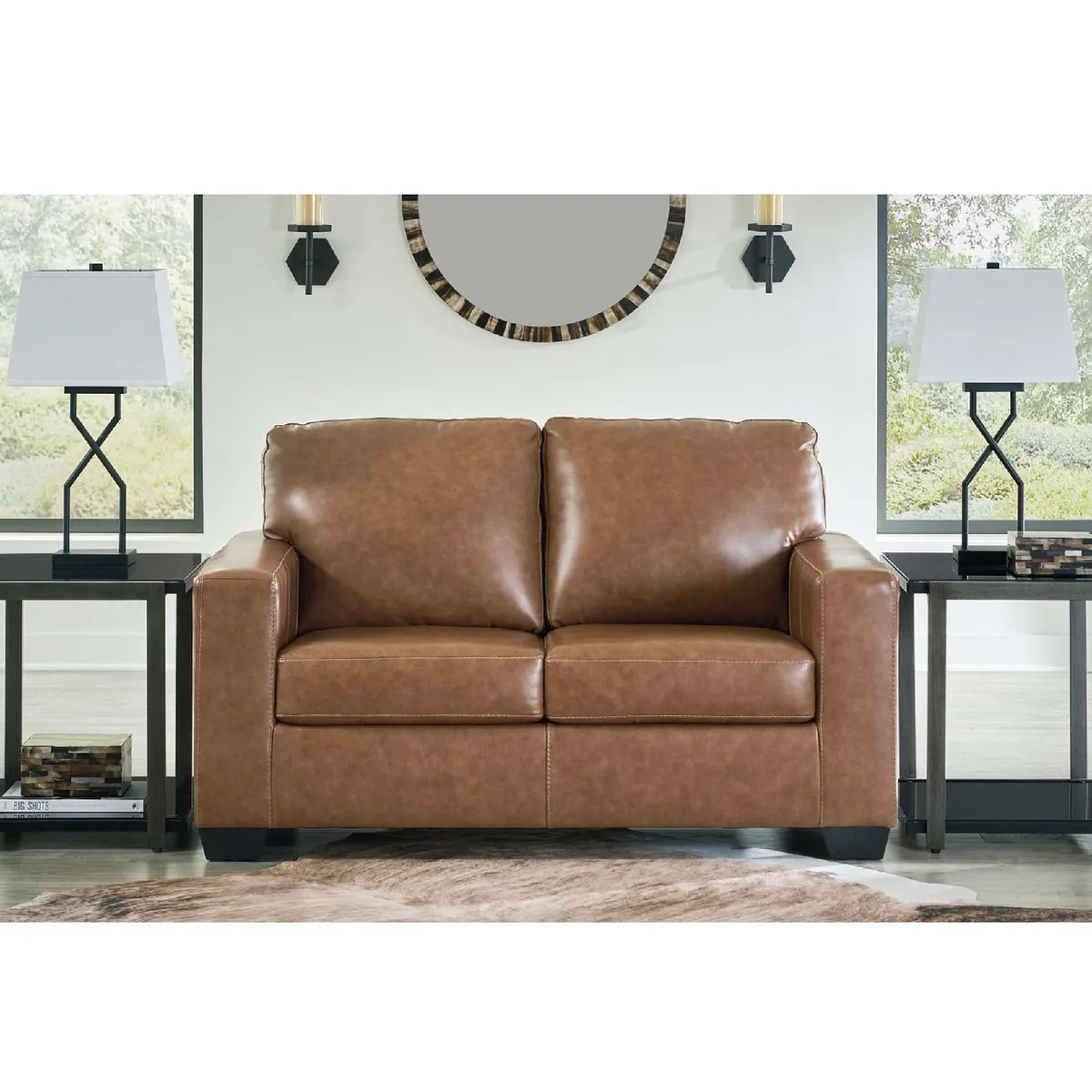 ASHLEY - Sofá cuero 2 cuerpos Bolsena caramel