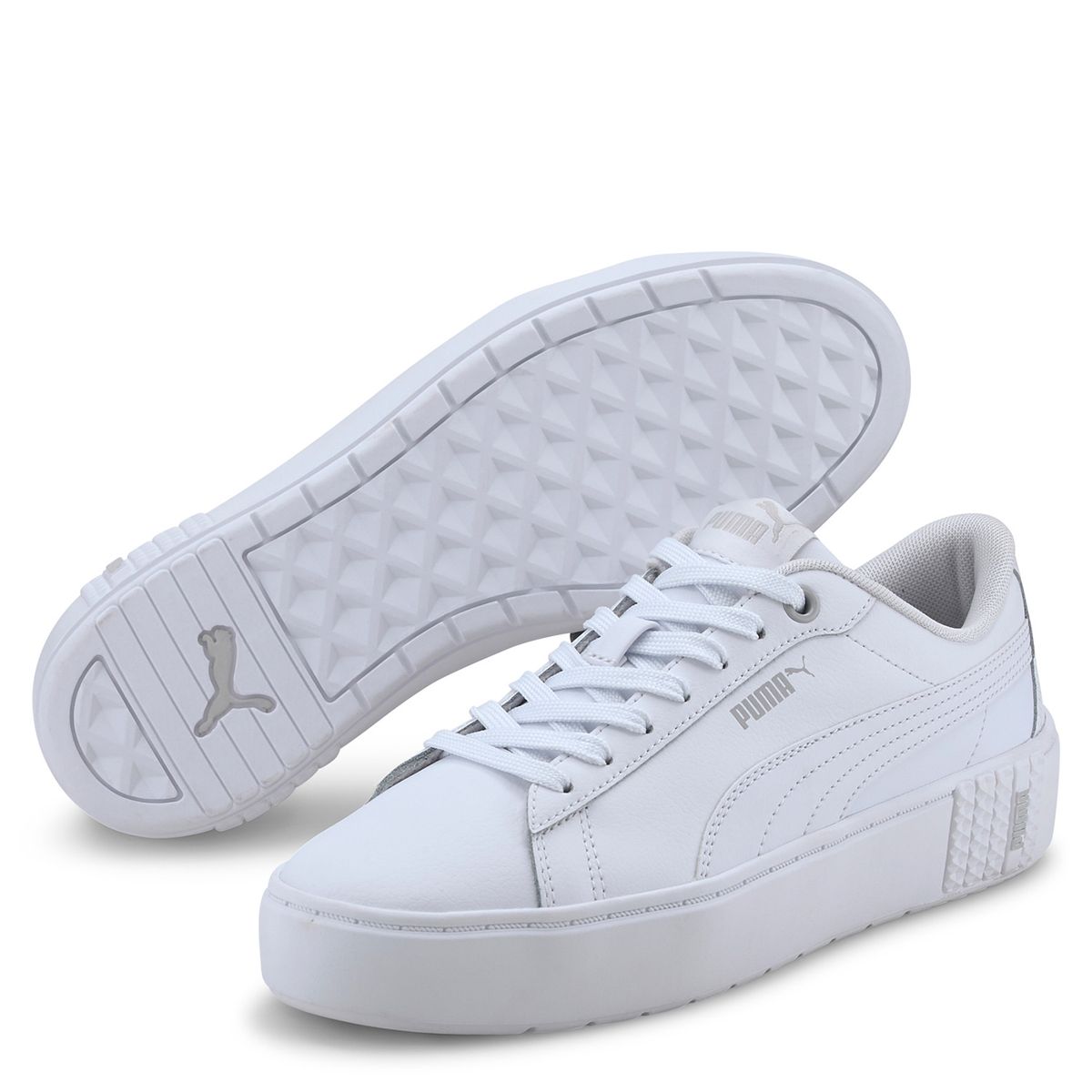 PUMA - Smash Platform V2 L Zapatilla Urbana Mujer Cuero Blanco Puma