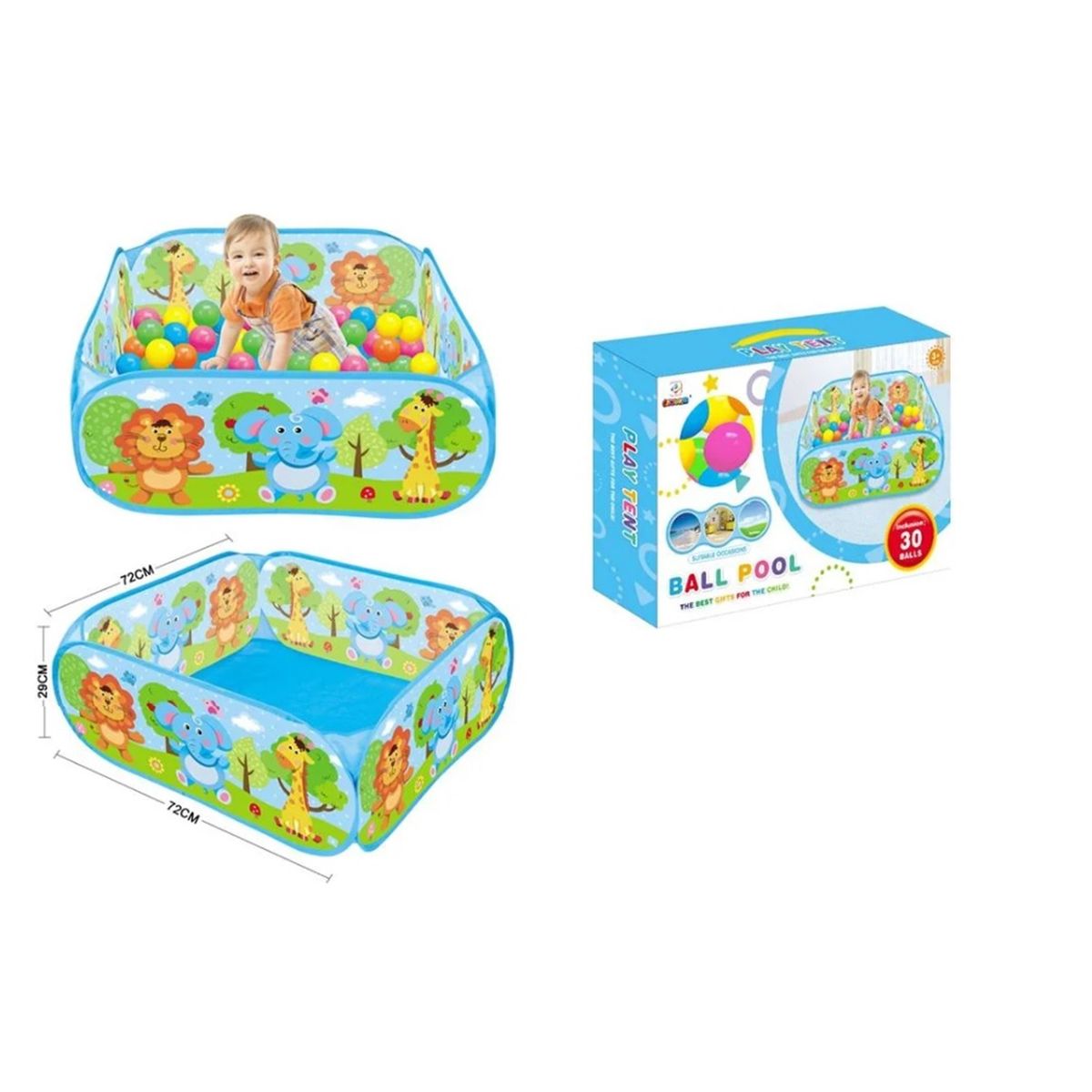 GENERICO - PISCINA DE PELOTAS  PLEGABLE 72 X 29 X 72  + 30 PELOTITAS