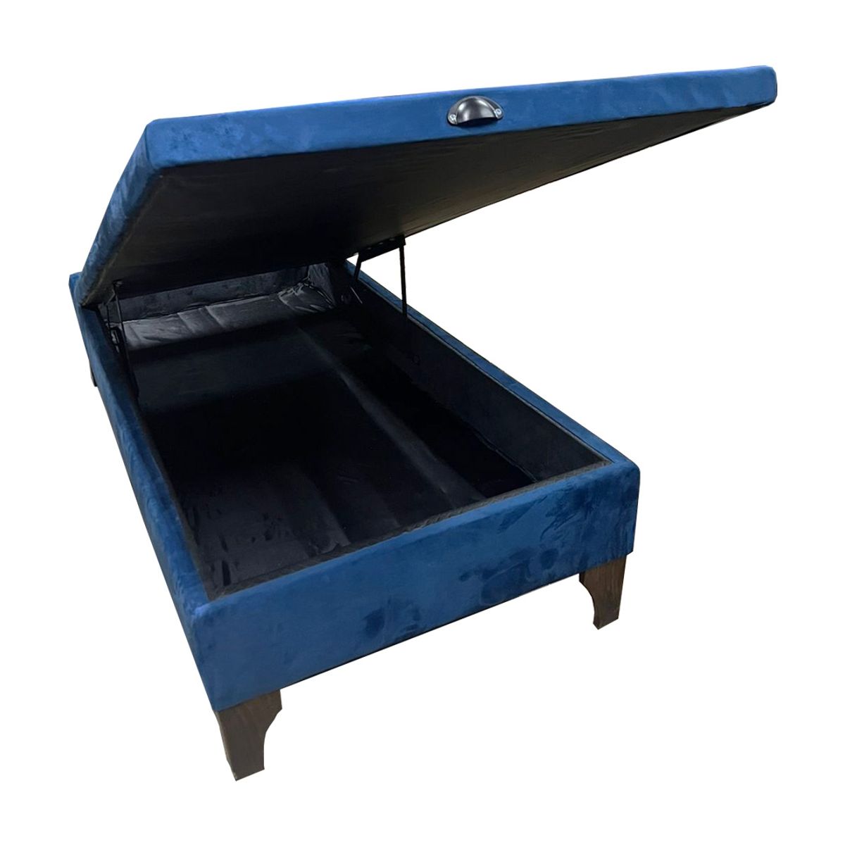 MUEBLES HVM - Base HVM Baul 1P Azul Felpa Pmadera