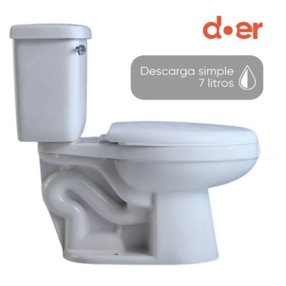 DOER - WC Toilet Calingasta dos piezas 7 litros color blanco Certificado