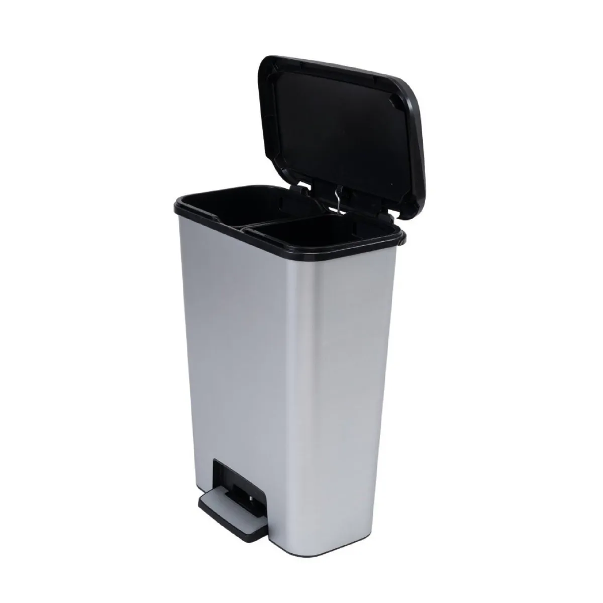 KETER - Basurero Reciclaje Compatta Duo 50L Steel - Plateado