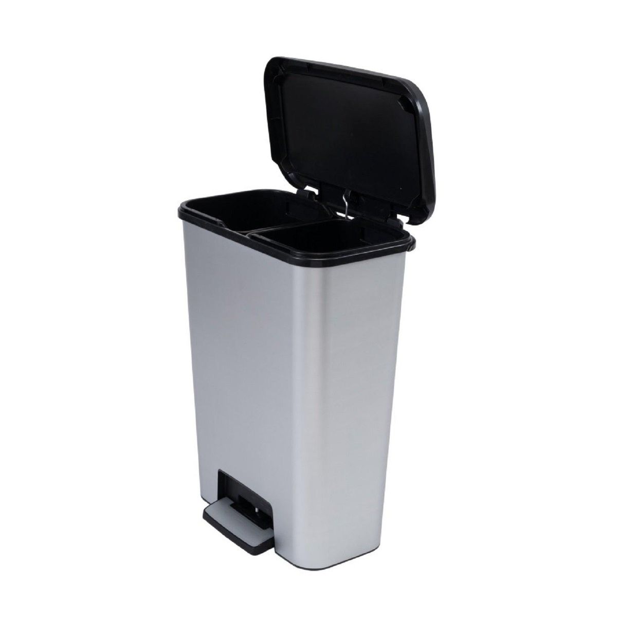 KETER - Basurero Reciclaje Compatta Duo 50L Steel - Plateado