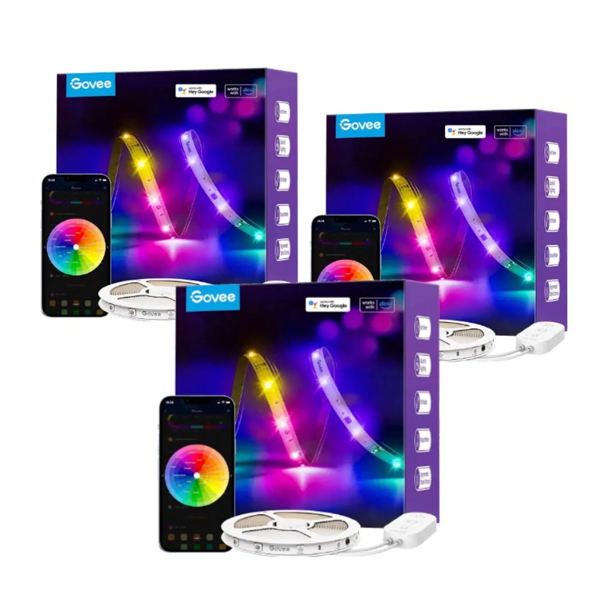 GOVEE - Pack 3x Tira de luces LED Govee RGBIC Basic Wi-Fi  Bluetooth
