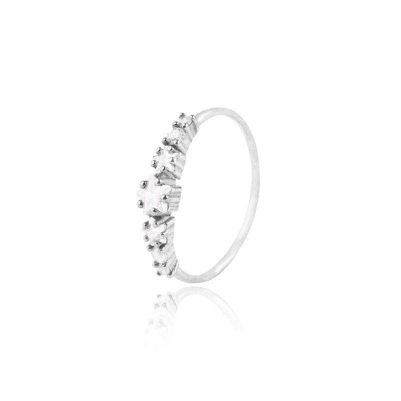 JB JOYAS BARON - Anillo de Plata Esterlina 925 Estrellas Circon