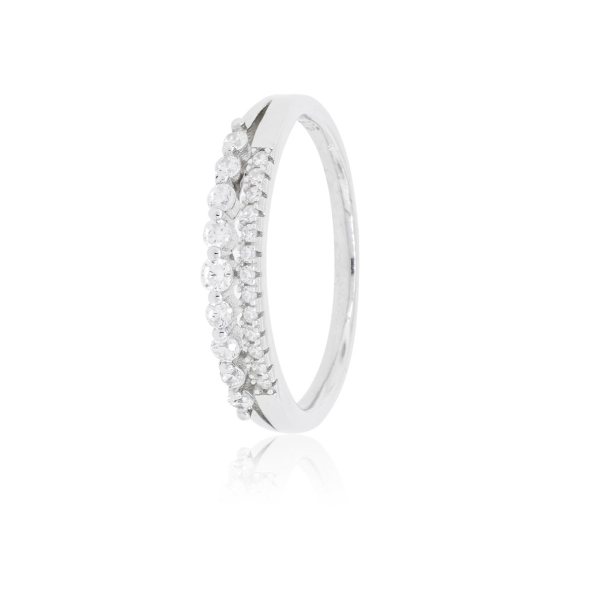 JB JOYAS BARON - Anillo de Plata Esterlina 925 Doble Circonita