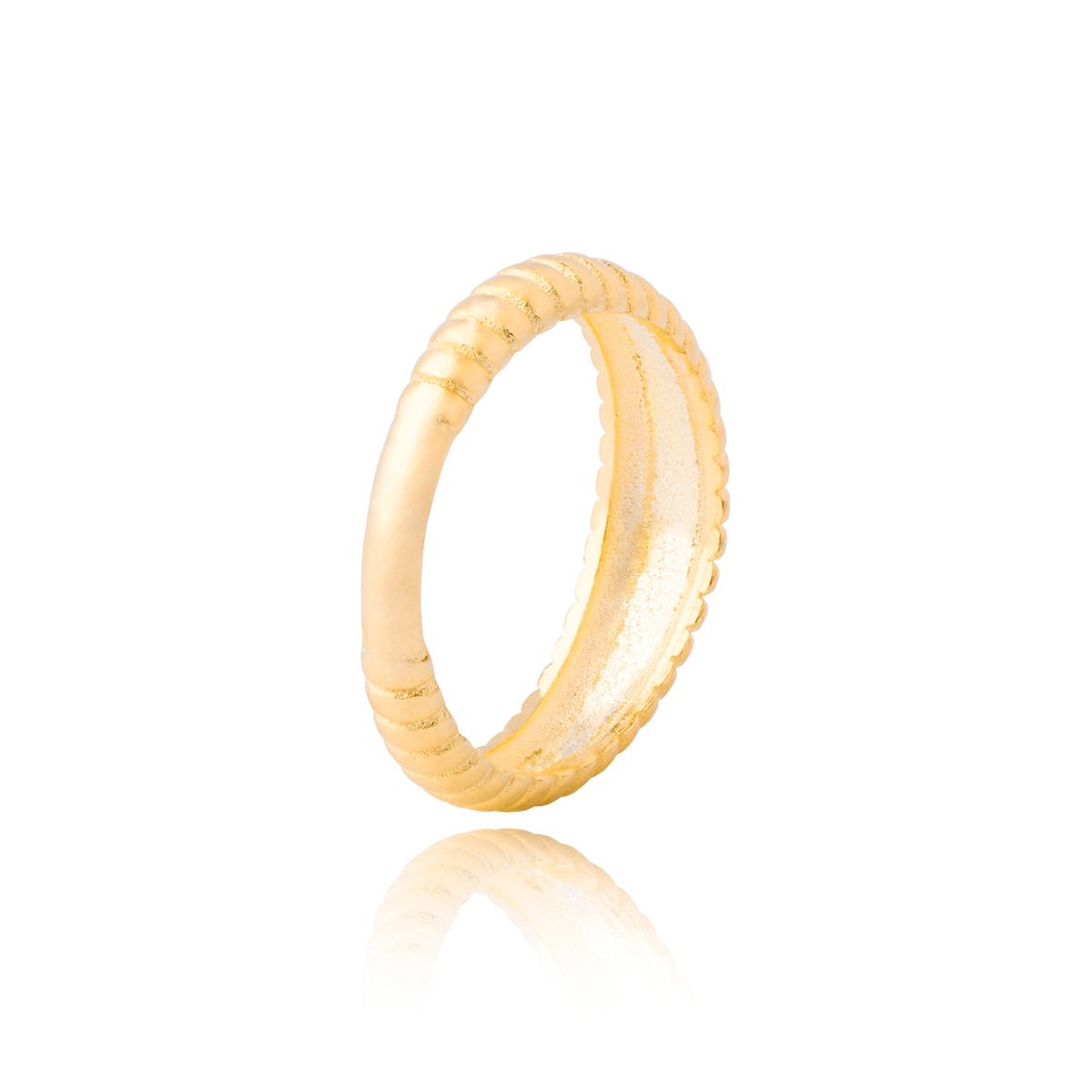 JB JOYAS BARON - Anillo de Plata Esterlina 925 Relieve Revestido en Oro 18kt