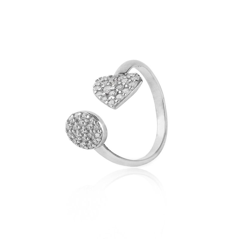 JB JOYAS BARON - Anillo de Plata Esterlina 925 Corazón y Punto Circonita