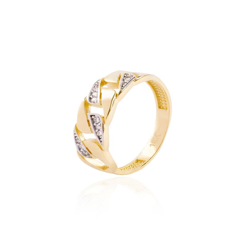 JB JOYAS BARON - Anillo de oro 18kt Circón trenza