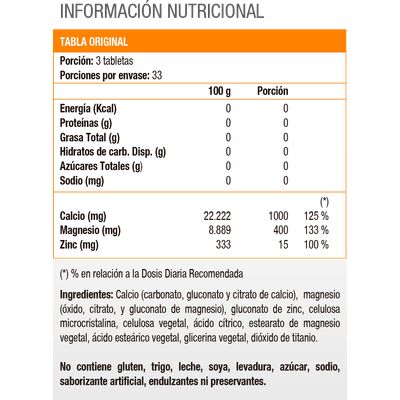 Imagen 2 del producto Calcio + Magnesio + Zinc (100 tabs)