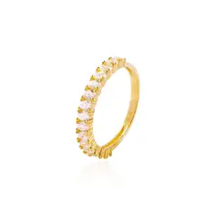 JB JOYAS BARON - Anillo Compromiso de Oro 18Kt Medio Cintillo Circon 2mm