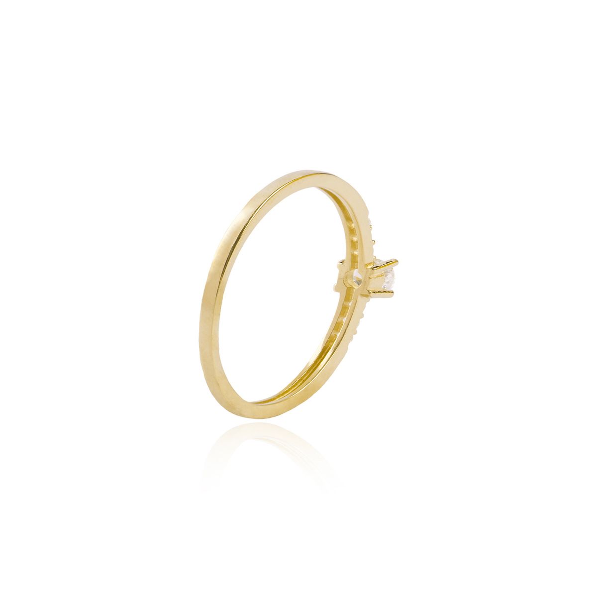 JB JOYAS BARON - Anillo Compromiso de Oro 18Kt Solitario Riel 6 Circón