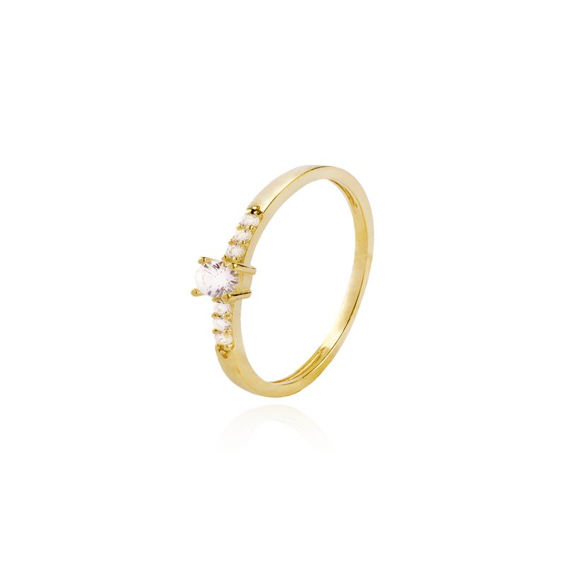 JB JOYAS BARON - Anillo Compromiso de Oro 18Kt Solitario Riel 6 Circón
