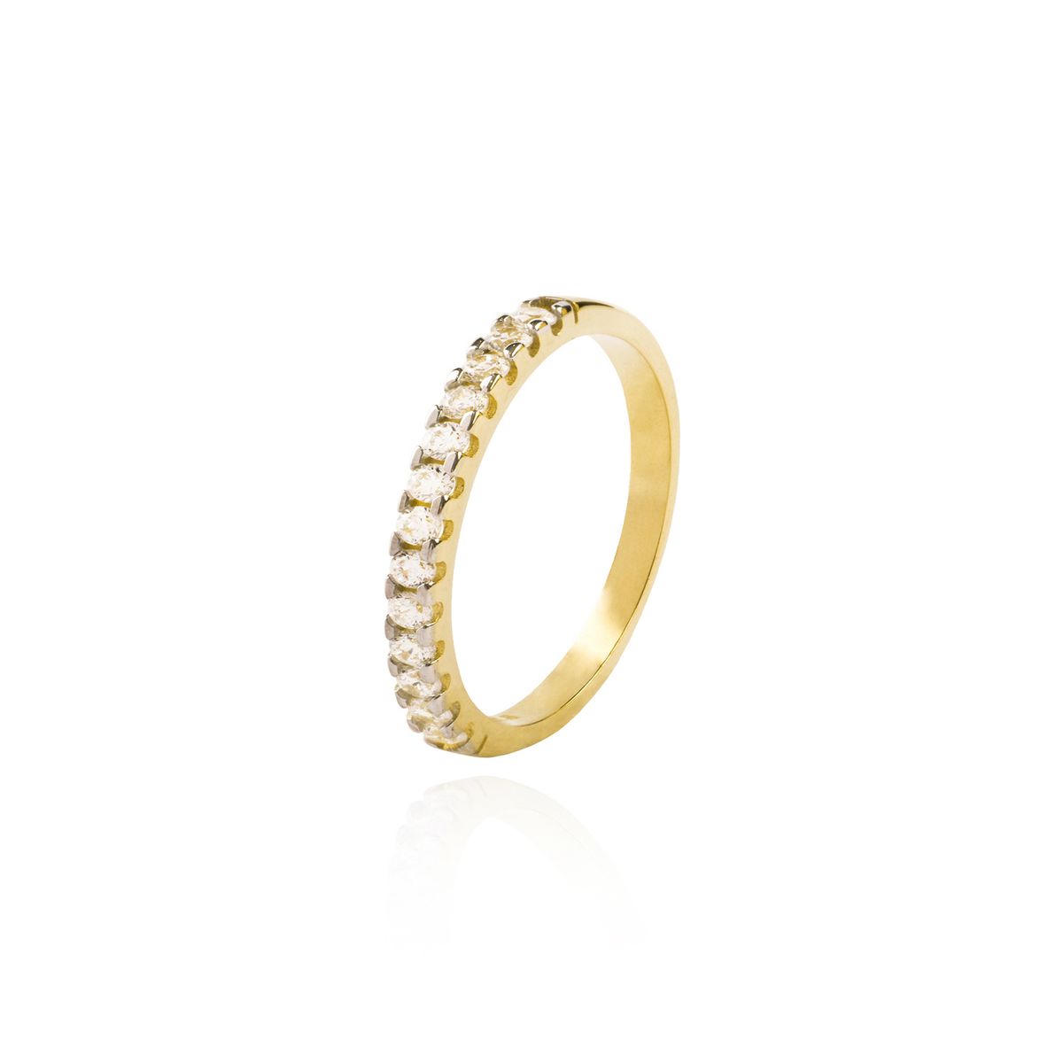 JB JOYAS BARON - Anillo Compromiso de Oro 18Kt Medio Cintillo Circones