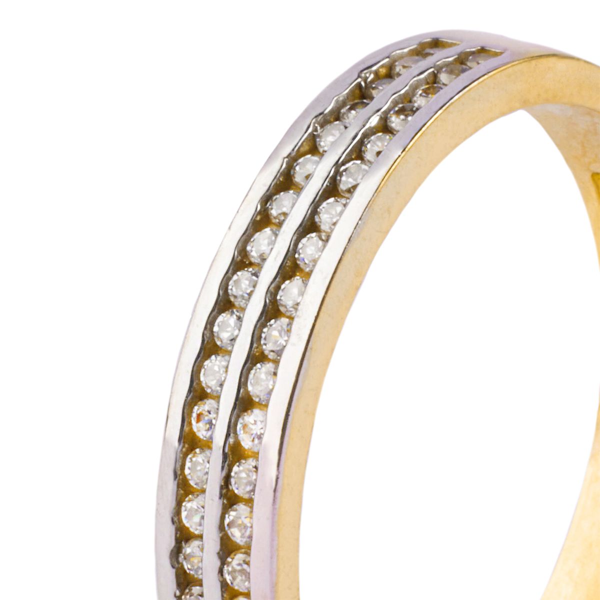 JB JOYAS BARON - Anillo Compromiso de Oro 18Kt Doble Riel Cintillo Circonita