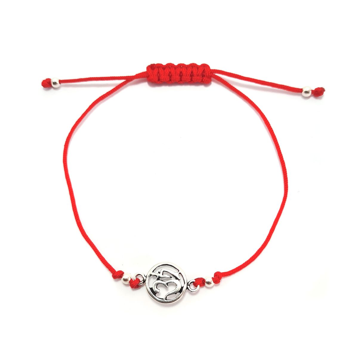 COGGIOLA - Pulsera Ohm Plata Fina 925 Cordón Rojo