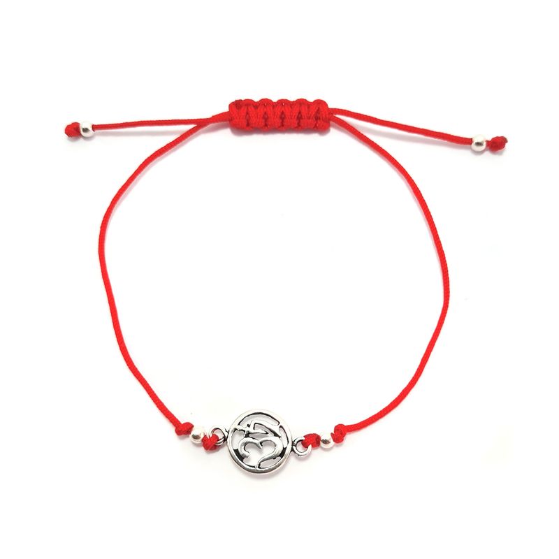 ANDREA COGGIOLA JOYAS - Pulsera Ohm Plata Fina 925 Cordón Rojo