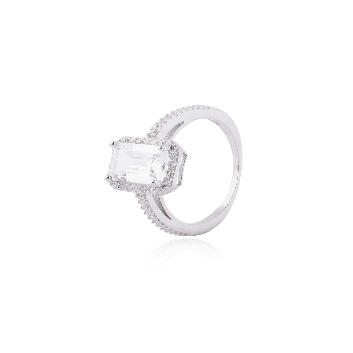 JB JOYAS BARON - Anillo de Plata Esterlina 925 Circonita Rectangular