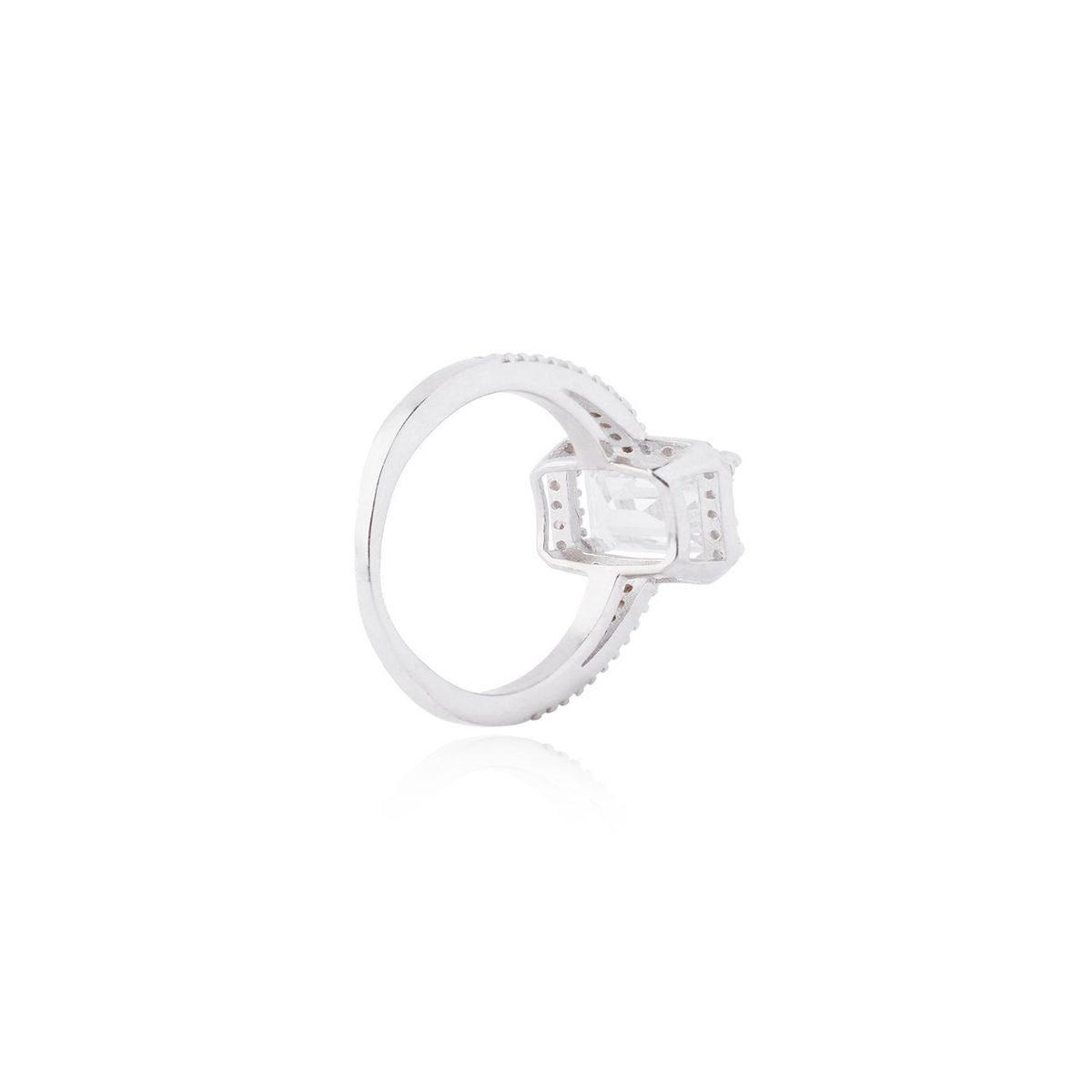 JB JOYAS BARON - Anillo de Plata Esterlina 925 Circonita Rectangular