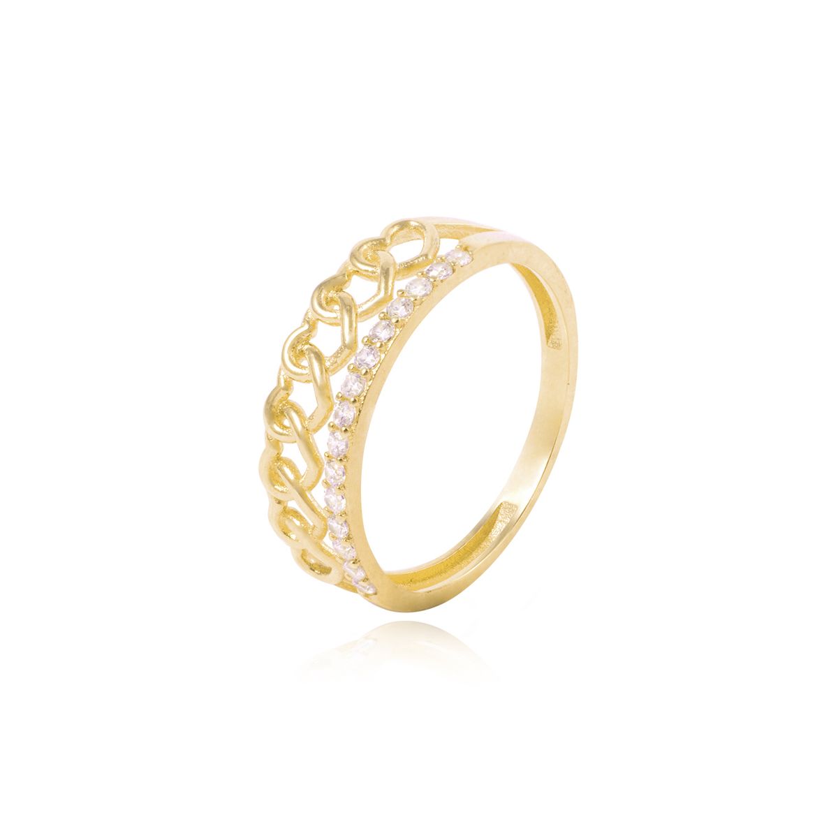 JB JOYAS BARON - Anillo de Oro 18kt Modelo Corazones Circonita