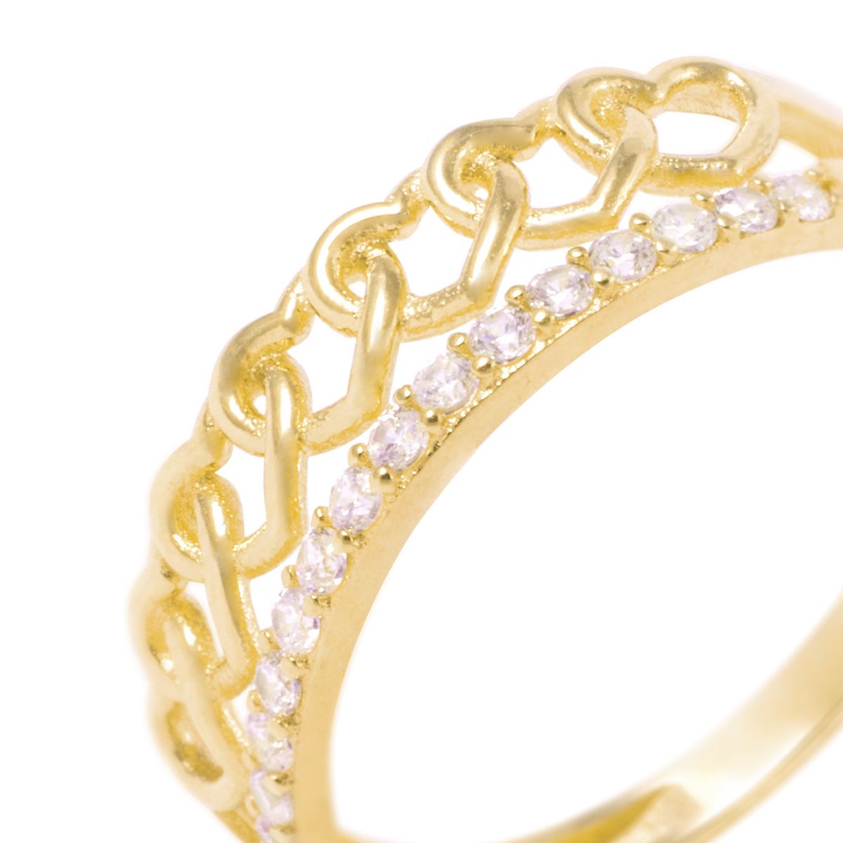 JB JOYAS BARON - Anillo de Oro 18kt Modelo Corazones Circonita