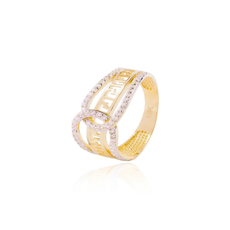 JB JOYAS BARON - Anillo de oro 18kt Circón 1/2 Mex Cruzado