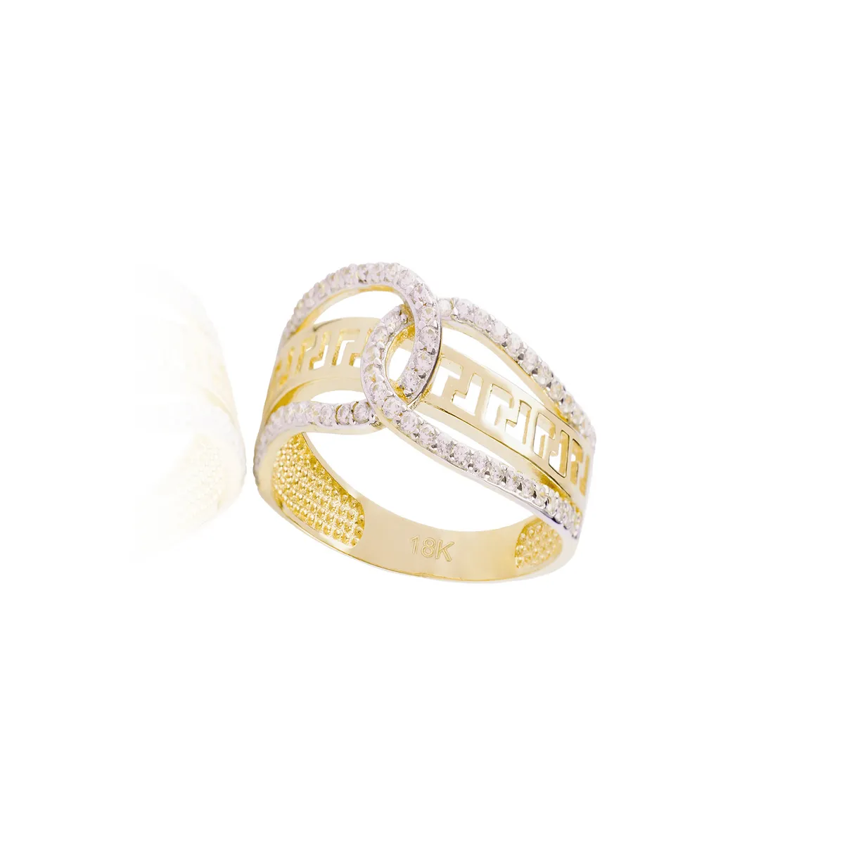 JB JOYAS BARON - Anillo de oro 18kt Circón 1/2 Mex Cruzado