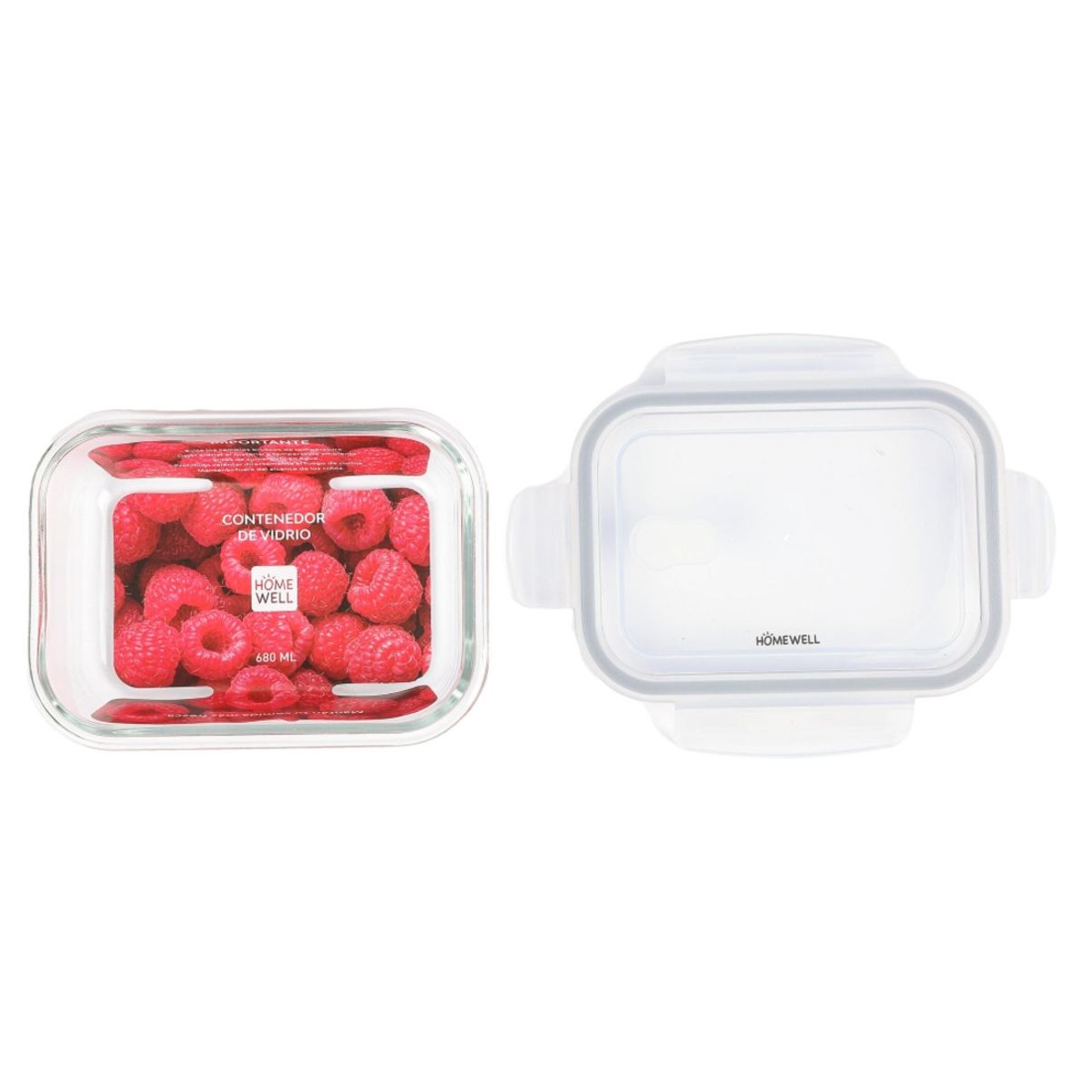 HOMEWELL - Contenedor Hermetico Vidrio Rectangular 680ml HOMEWELL