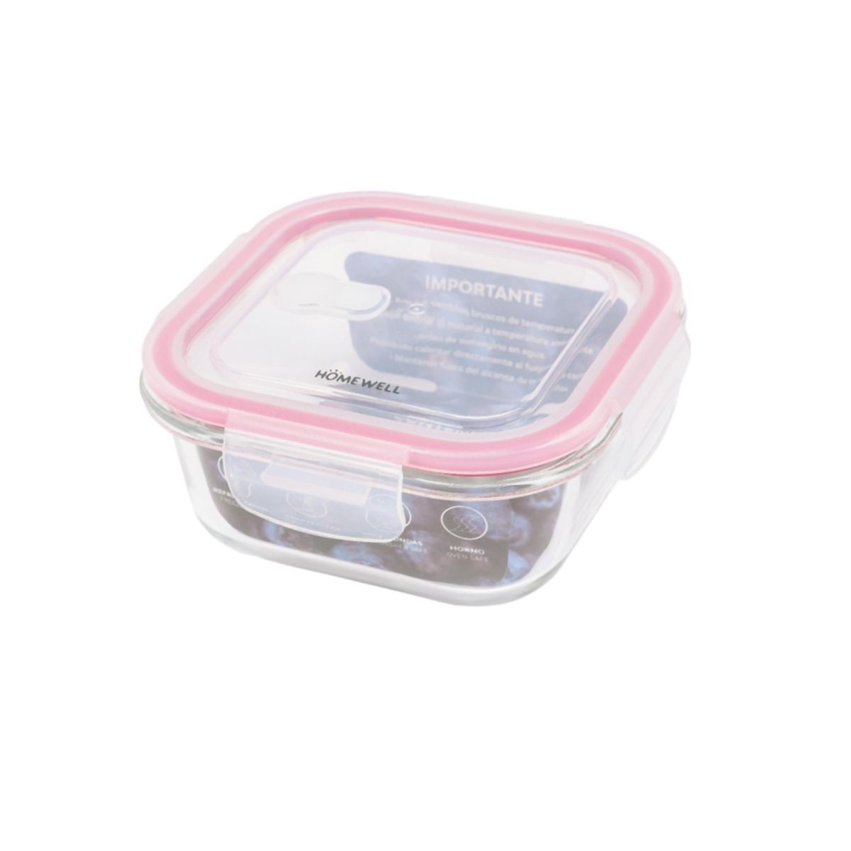 HOMEWELL - Contenedor Hermetico Vidrio Cuadrado 520ml HOMEWELL